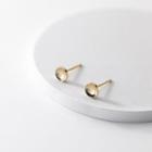 Round Sterling Silver Stud Earring 1 Pair - Gold - One Size