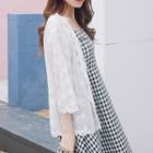 3/4-sleeve Embroidered Chiffon Light Jacket