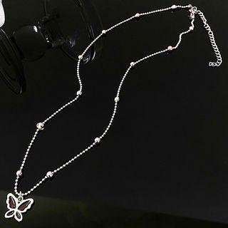 Butterfly Pendant Necklace 38 - 1pc - Orange - One Size