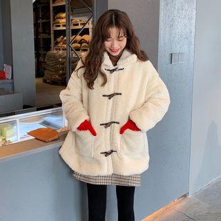 Faux Shearling Toggle Coat Off-white - One Size