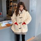 Faux Shearling Toggle Coat Off-white - One Size