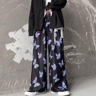 High-waist Butterfly Printed Wide-leg Pants