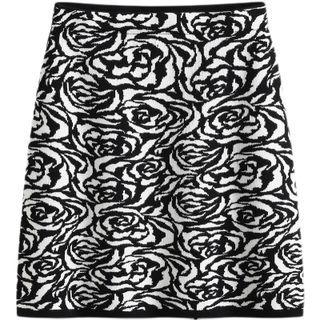 Two-tone Floral Mini Pencil Skirt