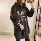 Lettering Rose Embroidered Hoodie Dress