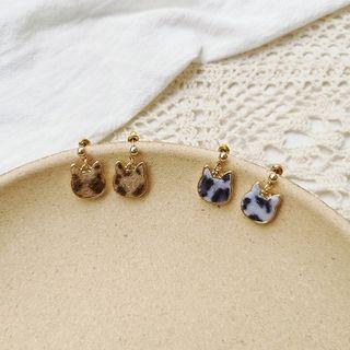 Leopard Print Cat Stud Earring / Ear Clip
