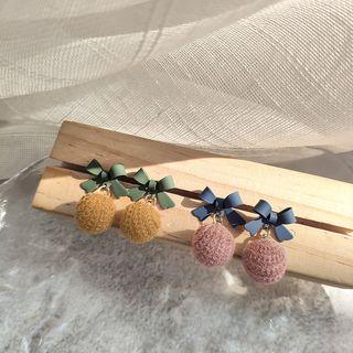Bow Yarn Bead Dangle Earring