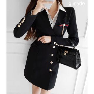V-neck Button-side Wrap Dress