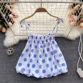 Plain / Dots Bubble Suspender Top