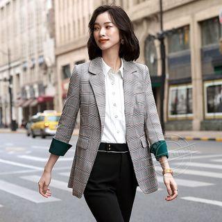 Plaid Blazer / Shirt / Dress Pants / Set