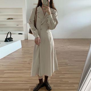 Double-breasted Midi A-line Coatdress