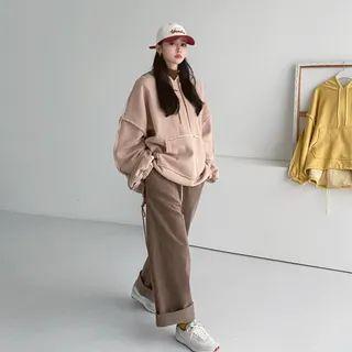 Tie-back Fleece-lined Kangaroo Hoodie