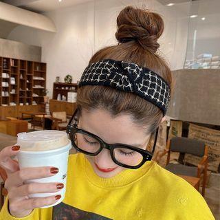 Plaid Knot Headband Plaid - Black - One Size