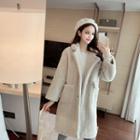 Plain Loose-fit Fleece Coat Off-white - One Size