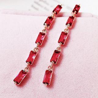 Rhinestone Dangle Earring White - One Size