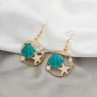 Shell & Starfish Faux Pearl Alloy Dangle Earring E3070-4 - 1 Pr - Gold & Blue - One Size