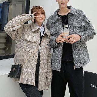 Couple Matching Woolen Zip Jacket