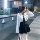 Printed Long-sleeve Shirt / High Waist Pleated Skirt