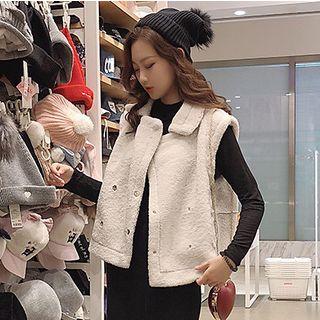 Plain Long-sleeve Top / Fleece Vest