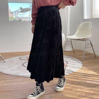 Crinkled Velvet Skirt