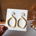 Hoop Clip-on Earring 1 Pair - White & Gold - One Size