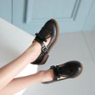Fringe-trim Bow-accent Block-heel Shoes
