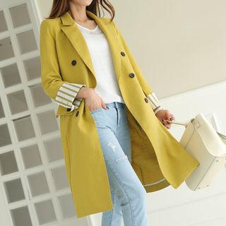 Double-breasted Linen Blend Long Jacket