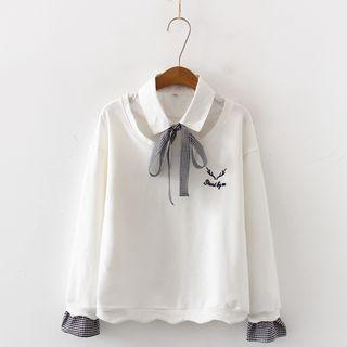 Mock Two-piece Bow-accent Blouse
