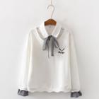 Mock Two-piece Bow-accent Blouse