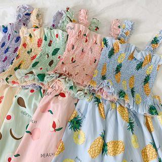 Set: Fruit Print Camisole Top + Midi Skirt
