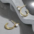 Faux Pearl S Shape Sterling Silver Dangle Earring