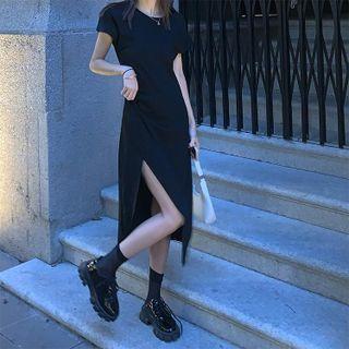 Short Sleeve Slit Dress