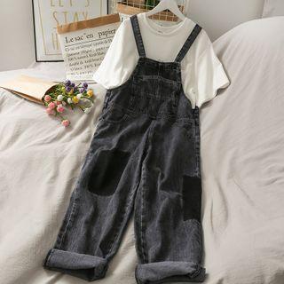 Loose-fit Wide-leg Denim Jumpsuit