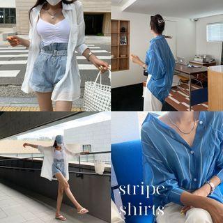 Pocket-front Textured Stripe Shirt