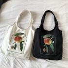 Peach Print Canvas Tote Bag