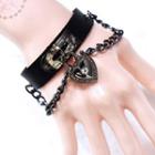 Heart Lock Pendant Faux Leather Choker / Bracelet / Set