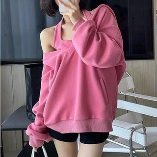 Set: Halter Top + V-neck Hoodie