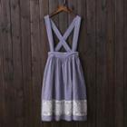 Strapped Lace Panel A-line Midi Skirt