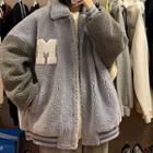 Contrast Loose Fit Furry Jacket