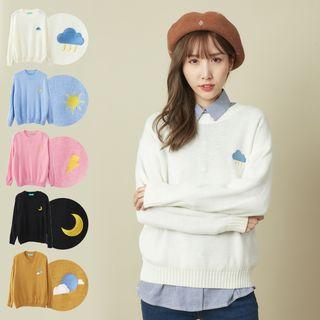 Embroidered Crew-neck Sweater