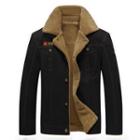 Applique Fleece-lined Buttoned Jacket