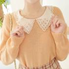 Lace-collar Loose-fit Knit Top