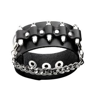 Genuine Leather Studded Chain Accent Bracelet
