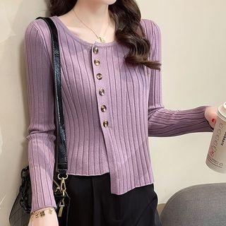 Long Sleeve Irregular Hem Knit Top
