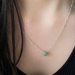 Sterling Silver Gemstone Necklace Green & Silver - One Size