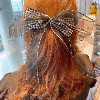 Mesh Ribbon Hair Clip Y027s - Black - One Size