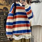 Contrast Striped Loose-fit Sweatshirt