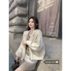 V-neck Knit Top / Hooded Cable Knit Cardigan / Accordion Pleat Mini Skirt