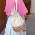 Straw Panel Bucket Bag As Shown In Figure - One Size