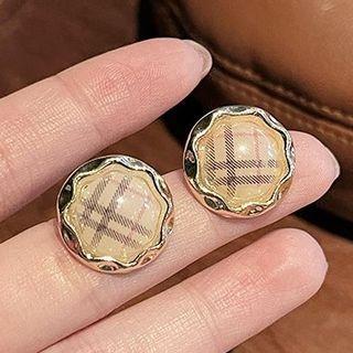 Plaid Stud Earring Plaid - One Size