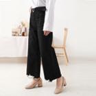 High Waist Fringed Wide Leg Jeans